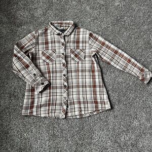 Pladra Women’s Cotton Fireside Flannel - Cattail Tan - Large Orange Brown